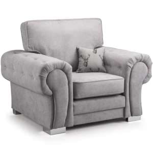 Verna Fullback Fabric Armchair In Grey - UK