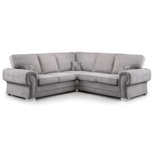 Verna Fullback Fabric Corner Sofa Large In Grey - UK