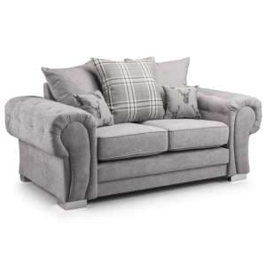 Verna Scatterback Fabric 2 Seater Sofa In Grey - UK