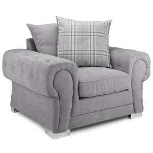 Verna Scatterback Fabric Armchair In Grey - UK