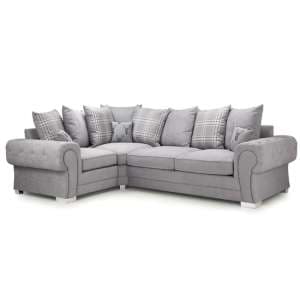Verna Scatterback Fabric Corner Sofa Bed Left Hand In Grey - UK