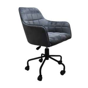 Vernal Swivel Velvet Home And Office Chair In Grey - UK