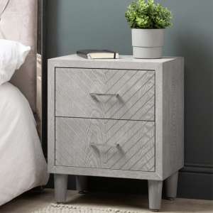 Vernal Wooden Bedside Cabinet With 2 Drawers In Grey Elm - UK