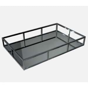 Vernon Mirrored Tray In Silver With Stainless Steel Frame