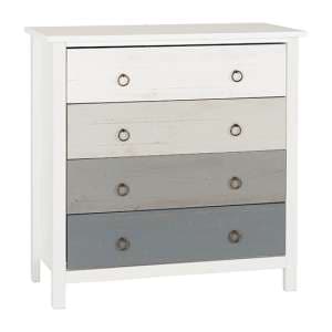 Verox Wooden Chest Of 4 Drawers In White And Grey - UK