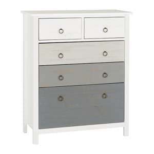 Verox Wooden Chest Of 5 Drawers In White And Grey - UK