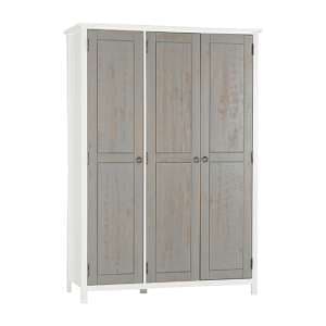 Verox Wooden Wardrobe With 3 Doors In White And Grey - UK