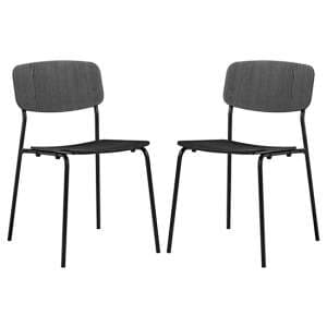 Versta Black Ash Dining Chairs With Black Frame In Pair