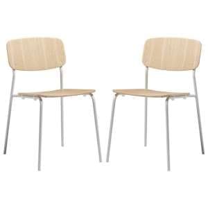 Versta Clear Ash Dining Chairs With White Frame In Pair