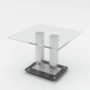 Verve Glass End Table In Clear With Stainless Steel Base - UK