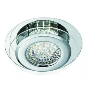 Vesta LED Flush Light In Chrome With Crystal Centre Decoration