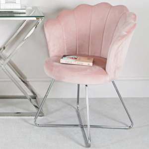 Vestal Fabric Accent Chair Ariel Shell Back In Pink