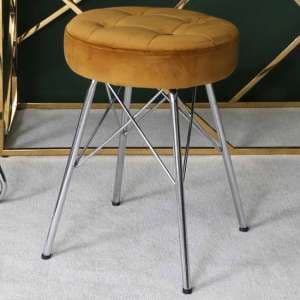 Vestal Fabric Stool Alice Tufted In Mustard With Chrome Legs
