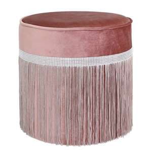 Vestal Velvet Stool Round With Diamante Band In Pink