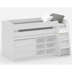 Vestal Wooden Single Mid Sleeper Bunk Bed With Storage In White - UK