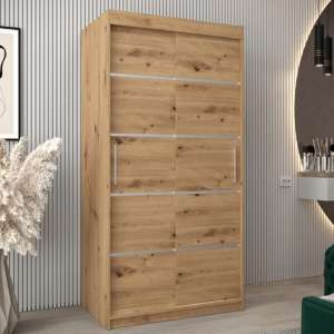 Vevey I Wooden Wardrobe 2 Sliding Doors 100cm In Artisan Oak
