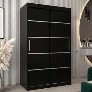 Vevey I Wooden Wardrobe 2 Sliding Doors 120cm In Black - UK