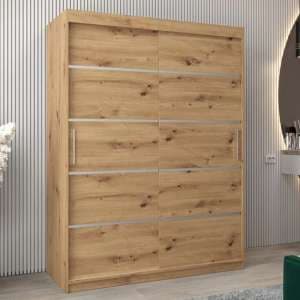 Vevey I Wooden Wardrobe 2 Sliding Doors 150cm In Artisan Oak - UK