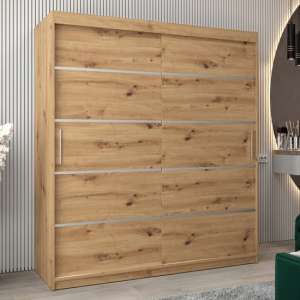 Vevey I Wooden Wardrobe 2 Sliding Doors 180cm In Artisan Oak - UK