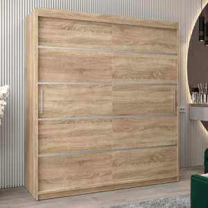 Vevey I Wooden Wardrobe 2 Sliding Doors 180cm In Sonoma Oak - UK