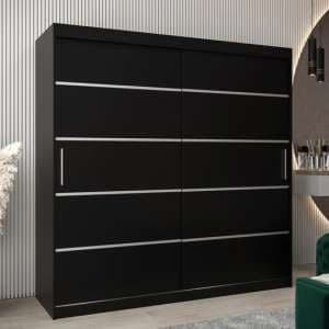 Vevey I Wooden Wardrobe 2 Sliding Doors 200cm In Black - UK