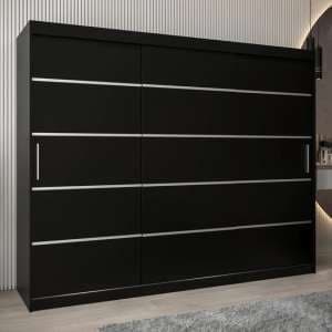 Vevey I Wooden Wardrobe 3 Sliding Doors 250cm In Black - UK