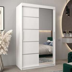 Vevey II Mirrored Wardrobe 2 Sliding Doors 120cm In White - UK