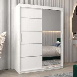 Vevey II Mirrored Wardrobe 2 Sliding Doors 150cm In White - UK