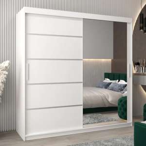 Vevey II Mirrored Wardrobe 2 Sliding Doors 200cm In White - UK