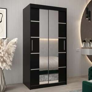 Vevey III Mirrored Wardrobe 2 Sliding Doors 100cm In Black - UK