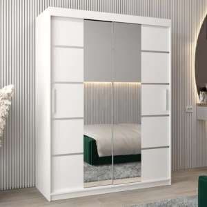 Vevey III Mirrored Wardrobe 2 Sliding Doors 150cm In White - UK