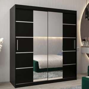 Vevey III Mirrored Wardrobe 2 Sliding Doors 180cm In Black - UK