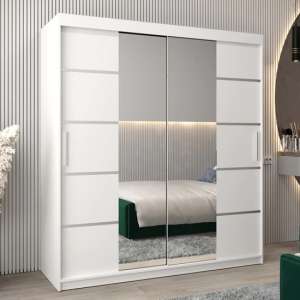 Vevey III Mirrored Wardrobe 2 Sliding Doors 180cm In White - UK