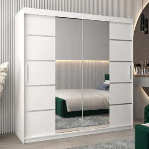 Vevey III Mirrored Wardrobe 2 Sliding Doors 200cm In White - UK