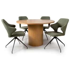 Vevey Dining Table In Natural Oak With 4 Vercelli Sage Chairs - UK