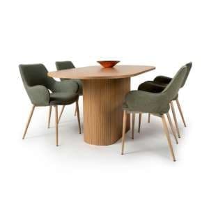 Vevey Dining Table Oval In Natural Oak 4 Sanremo Sage Chairs - UK