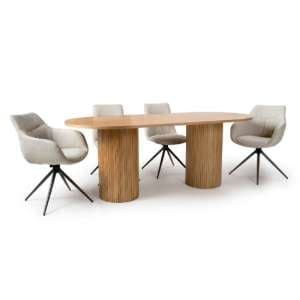 Vevey Dining Table Oval In Natural Oak 6 Buxton Natural Chairs - UK