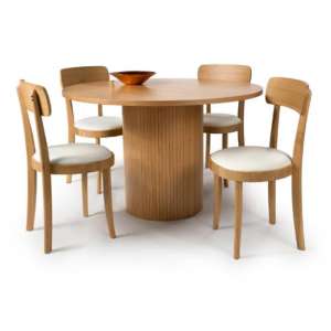Vevey Wooden Dining Table In Natural Oak With 4 Chairs - UK