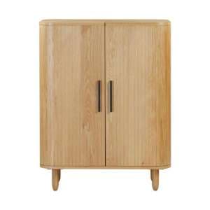 Vevey Wooden Drinks Cabinet With 2 Doors In Natural Oak - UK