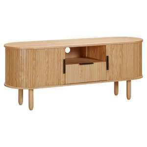 Vevey Wooden TV Stand With 2 Doors 1 Drawer In Natural Oak - UK