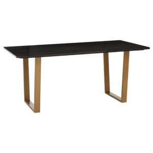 Viano Rectangular Black Marble Dining Table With Gold Base