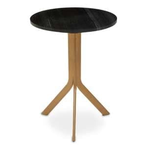 Viano Round Black Marble Side Table With Gold Base