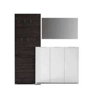 Vicenza Hallway Furniture Set In Wenge And High Gloss White