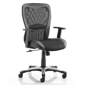 Victor II Leather Executive Office Chair In Black With Arms - UK