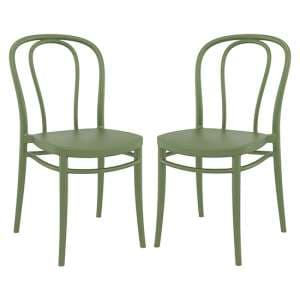 Victor Olive Green Polypropylene Dining Chairs In Pair