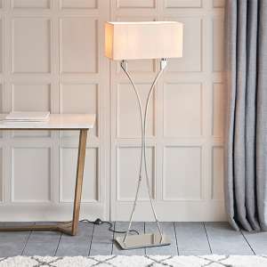 Vienna 2 Lights Beige Shade Floor Lamp In Polished Nickel - UK