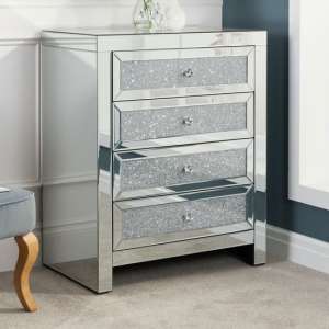 Vienna Glass Chest Of Drawers In Mirrored With 4 Drawers