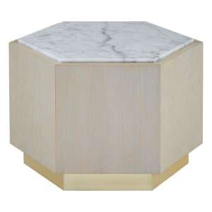 Vigap Large White Marble Top Side Table With White Wooden Base - UK