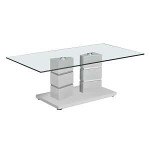 Vigo Glass Coffee Table With Polished Stainless Steel Base