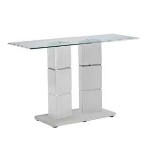 Vigo Glass Console Table With Polished Stainless Steel Base - UK